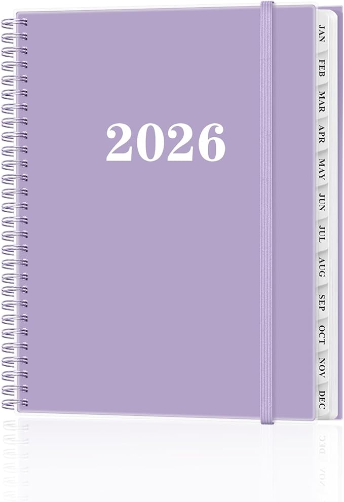 2026 Planner - Weekly and Monthly Planner from Jan 2026 - Dec 2026, Spiral Planning 2026 with 12-Month Tabs, Inner Pocket, 8.5" x 11", Purple
