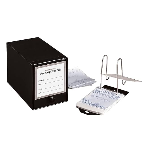 Apothecary Products File Organizer & Box, Storage for Paper, Files, Prescriptions, Includes File Arch, Black