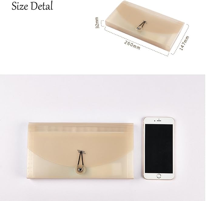 Oak-Pine 13 Pocket Receipt Folder, Khaki Translucent, Plastic, 10.24 x 5.31 x 1.18 in