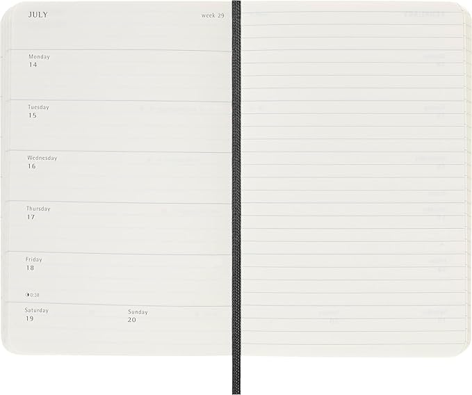 Moleskine Classic 12 Month 2025 Weekly Planner, Soft Cover, Pocket (3.5" x 5.5"), Black, 144 pages