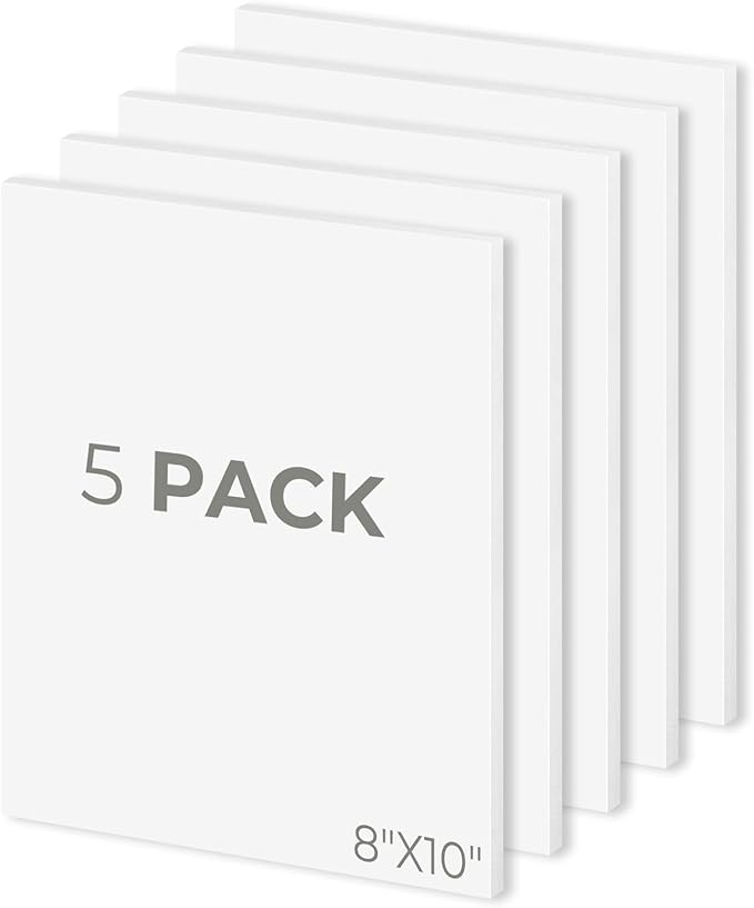 Mat Board Center, Pack of 5, 8X10 Foam Boards, Acid Free White Foam Core Boards for Mounting, Crafts, Display, Presentation and Projects, 1/8'' Thick
