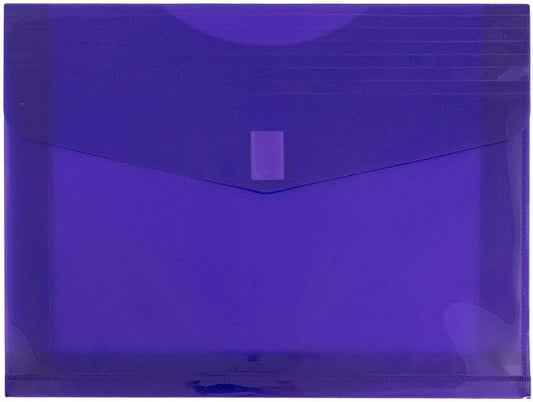 JAM PAPER Plastic Expansion Envelopes with Hook & Loop Closure - Letter Booklet - 9 3/4 x 13 with 2 Inch Expansion - Purple - 3/Pack