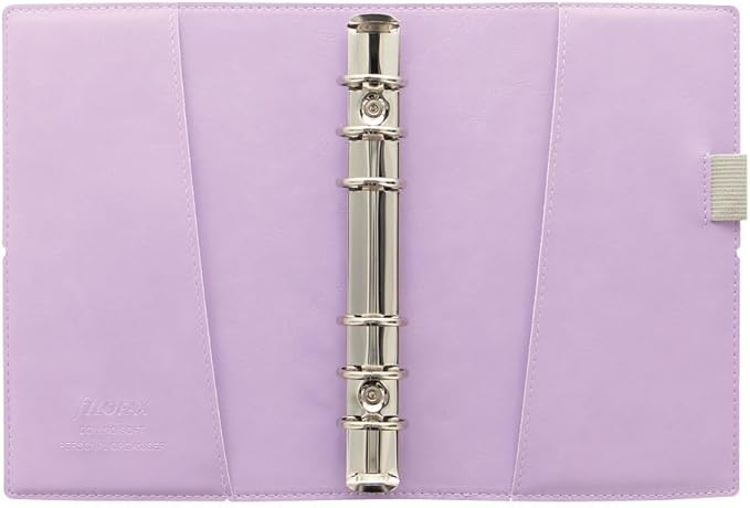 Filofax Domino Soft Organizer, Personal Size, Orchid - Smooth, Leather-Look, Grain Effect, Tactile, Six Rings, Week-to-View Calendar Diary, Multilingual, 2025 (C022607-25)