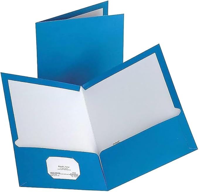 Staples 2‑Pocket Laminated Paper Folders, Letter Size File Folders for School & Office Organization, Light Blue, 10‑Pack