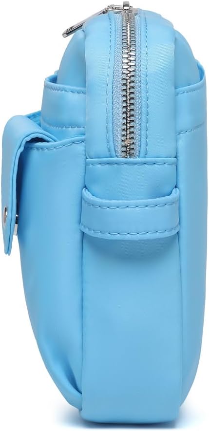 Storage Bag-arge Cosmetic Bag for Women Travel Makeup Bag Zip Up Bag Pure Cotton Canvas Can be Suspended (Sky Blue)