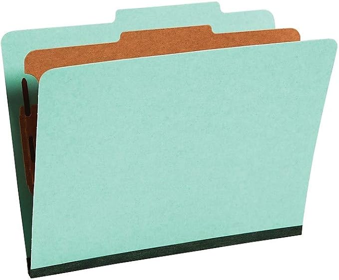 Staples Colored Pressboard Classification Folder, Letter Size, 1 Partition, Green, Durable Construction, 20/Pack