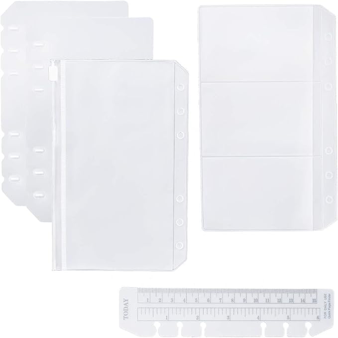 Moterm 2 PCs Page Lifter(Transparent Separator), 1 Bookmark Ruler, 1 PVC Storage Card Holder and 1 Zipper Bag for Personal Planner