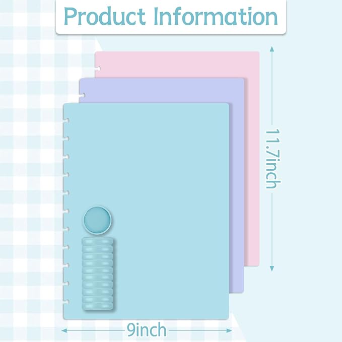 gisgfim 10 Set Discbound Notebook Cover and Disc Set 8.5 x 11 Inch Poly Cover with Disc Suitable for Letter Size Discbound Notebook Accessories for Office Subject Document (Macaron Color)