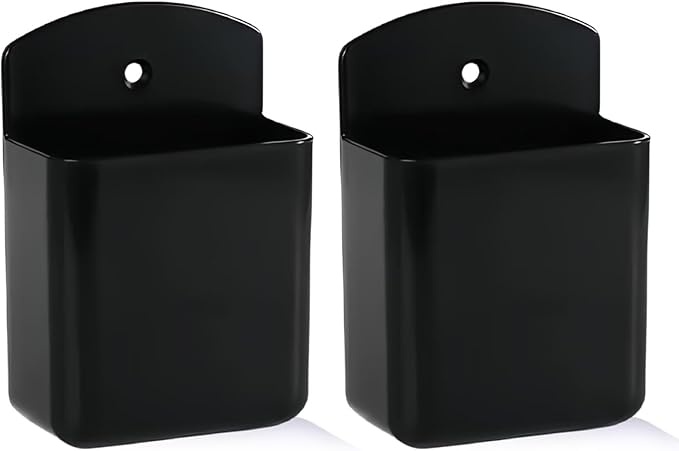 2 Pcs Black Wall Mount Remote Control Holder, Self Adhesive TV Controller Organizer Set, Pencil Storage Containers, Storage Accessories for Home Office and School Supply