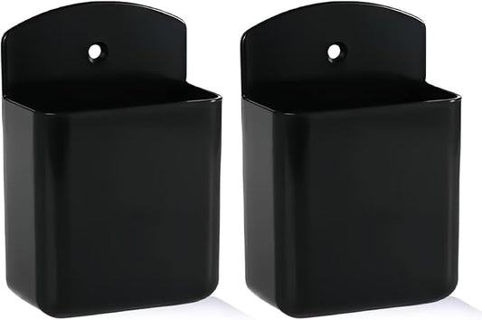 2 Pcs Black Wall Mount Remote Control Holder, Self Adhesive TV Controller Organizer Set, Pencil Storage Containers, Storage Accessories for Home Office and School Supply