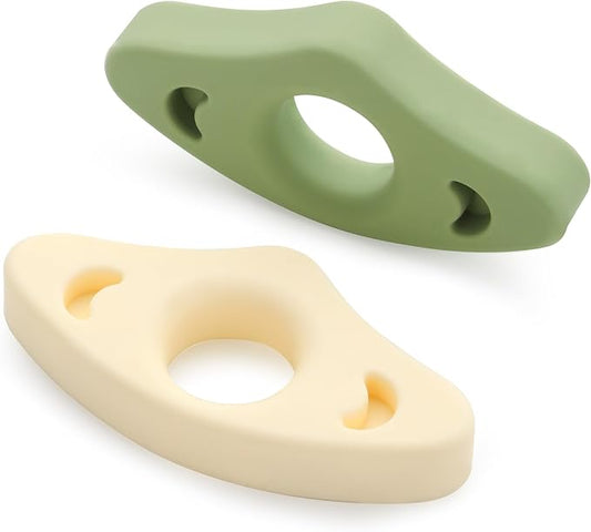 Book Page Holder, Silicone Book Thumb Page Holders for Reading Hands Free, Book Lovers Gifts & Book Accessories, 2 Pack (Small Size, Off White - Green)
