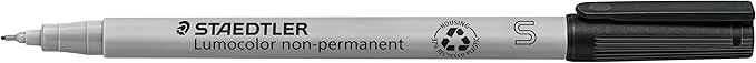 STAEDTLER Lumocolor Non-Permanent Universal Pen: Set of 4 Markers, Assorted Colors, Superfine Felt Tip 0.4mm - Multi Surface, Quick Dry & Water-Soluble Ink - For Home, School & Office