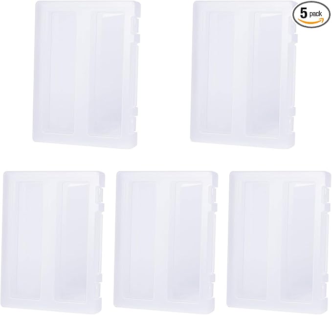 5 Pack Plastic Project Case for Letter File, Trasparent Scrapbook Paper Storage Box Slim Document Holder Organizer for Magazine, Office Supplies, School