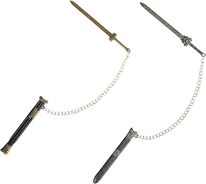 2PCS Vintage Metal Sword Bookmark with Scabbard and Link or Chain, Reading Men, Gift for Teacher, Student, School,Book, Library, Bookstore Membershio,Graduation Present (Black-02)