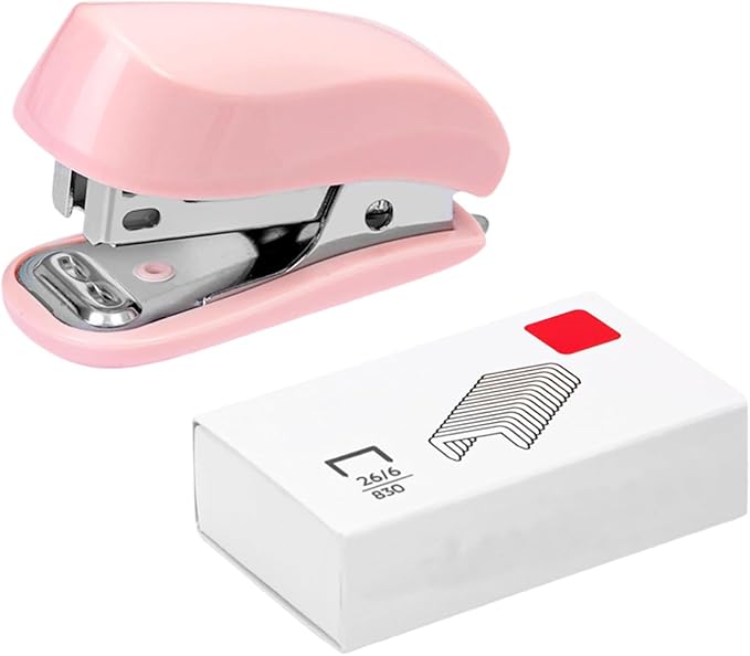 Mini Stapler, 20 Sheet Capacity,Pink Small Cute Staplers with 830 Standard Staples and Remover,Portable,Easy to Load,Durable Office Stapler for School,Office,Classroom,Student Supplies