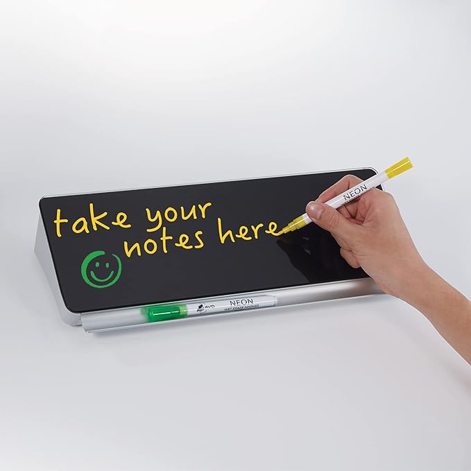 Audio-Visual Direct Black Glass - Desktop Organizer & Storage Notepad, Whiteboard