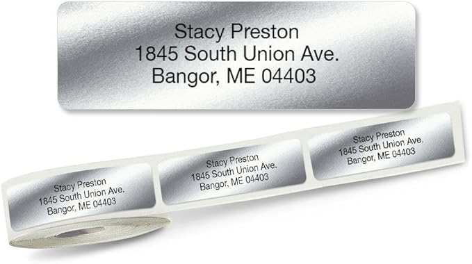 Personalized Return Address Labels, Roll of 125 Silver Foil Self-Adhesive Labels Without Dispenser, Customize with Name & Shipping Address, Colorful Images
