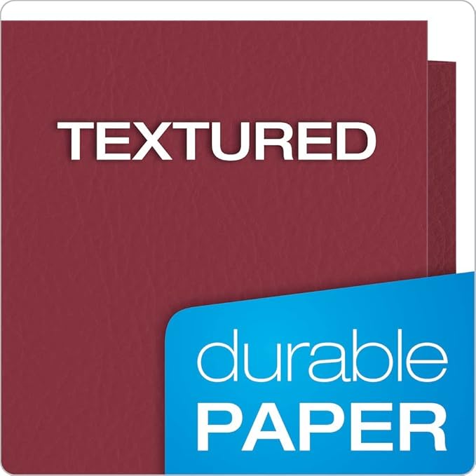 Oxford Two Pocket Folders,Textured Paper,Burgundy,for School,Home,and Office,Letter Size,25 Per Box (57557),(Pack of 5)