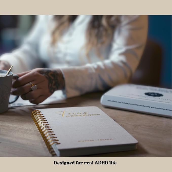 ADHD Planner for Adults – 90-Day All-in-One ADHD Life Kit & Neurodivergent Toolkit, Daily Planner with 35+ Support Tools, Brain Dump, Mood & Gratitude Tracking, Linen Cover, Gold Spiral, 256 Pages
