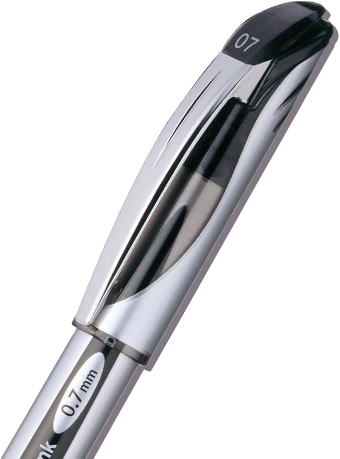 Pentel EnerGel Deluxe Liquid Gel Pen, Medium Line, Metal Tip, Black Ink, Box of 12 (BL57-A)