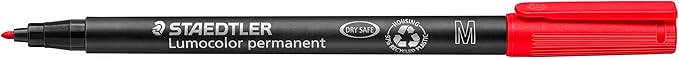 STAEDTLER 317-2 Lumocolor Universal Permanent Medium Pens - Red, Pack of 10 (317-2 VE)