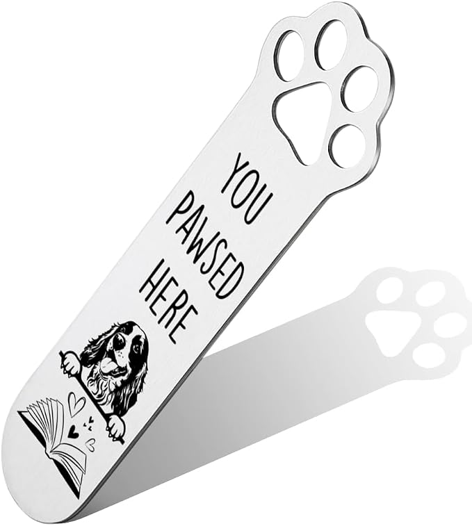 FOKCBOCM Cocker Spaniel Gifts, Cocker Spaniel Dog Bookmark for Cocker Spaniel Dog Lover Book Lovers Bookworm Bookish Nerd, Bookmark Dog Lover, Book Club Gifts for Reader Dog Owner Lover-DX128, Silver