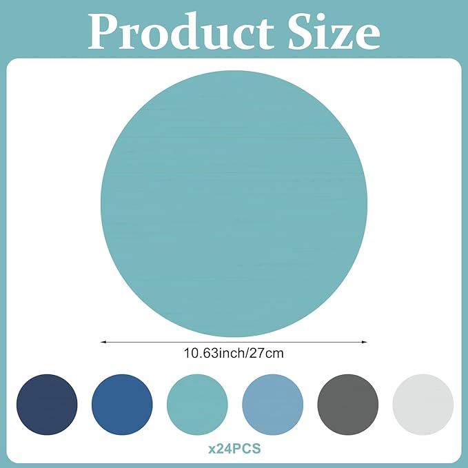 Newtay 24 Pack Dry Erase Dots Circles Colorful 10 Inch Removable White Board Marker Wall Sticker Decals Painted Wood Design Spots Set for Classroom Teachers Students Tables Desk (Blue Color)