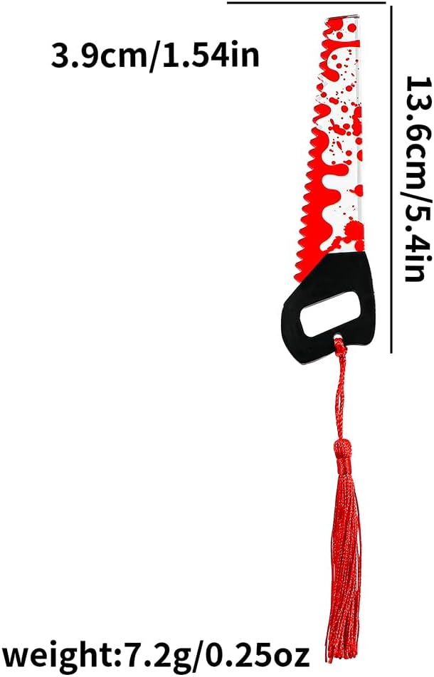 Horror Movie Knife Acrylic Bookmark, Gothic Character Dagger with Tassel,Book Lover Book Mark Halloween & Christmas Gift(4PC Knife)