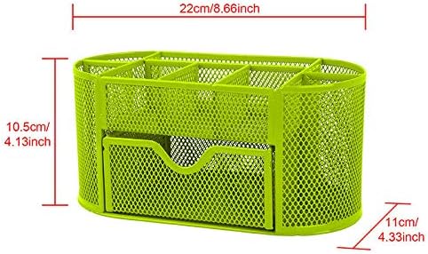 Wire Mesh Pen Desk Top Storage Organizer Holder Office School Supply Green Metal