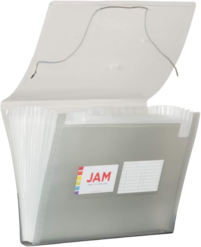 JAM PAPER Accordion Folders - 13 Pocket Plastic Expanding File - Letter Size - 9 x 13 - Smoke Grey - 2/Pack