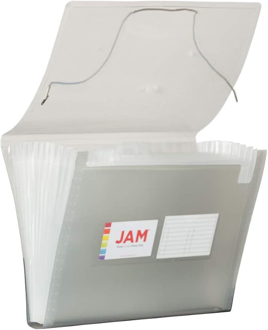 JAM PAPER Accordion Folders - 13 Pocket Plastic Expanding File - Letter Size - 9 x 13 - Smoke Grey - 2/Pack