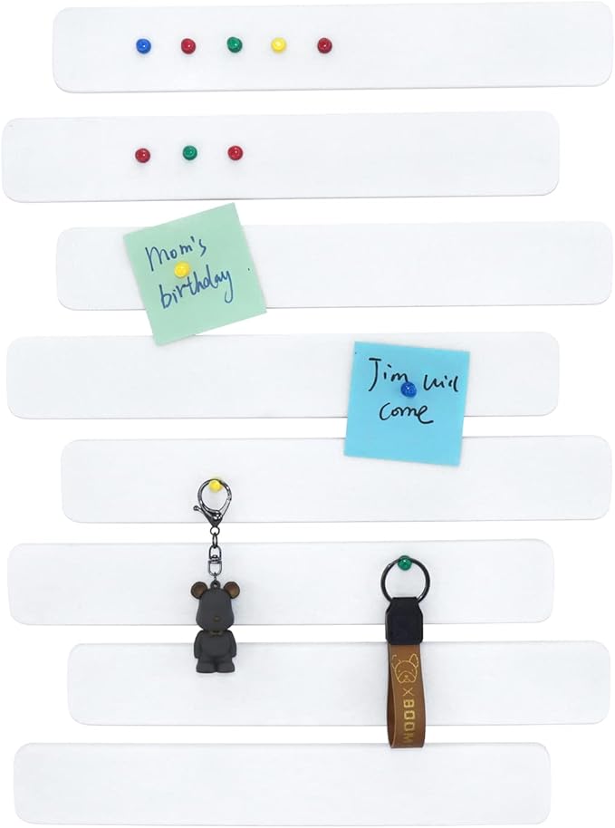 Felt Bulletin Board Bar Strip 0.5 Inch Thick Self-Adhesive Pin Board Bar 13 Inch in Length with 50 Pushpins, 8 White Bars