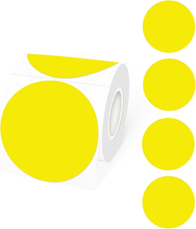 STARLIBOO 3 Inch Round Thermal Sticker Labels, Yellow Thermal Labels Round, Self-Adhesive Round Direct Thermals Stickers Label, Thermal Printer Stickers for Business