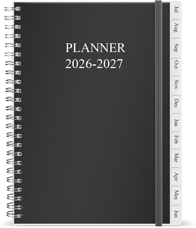 2026-2027 Planner - Academic Planner 2026 2027 for Women & Men, July 2026 - June 2027, Monthly and Weekly Calender with 12 Monthly Tabs, 6.4" x 8.5", Black