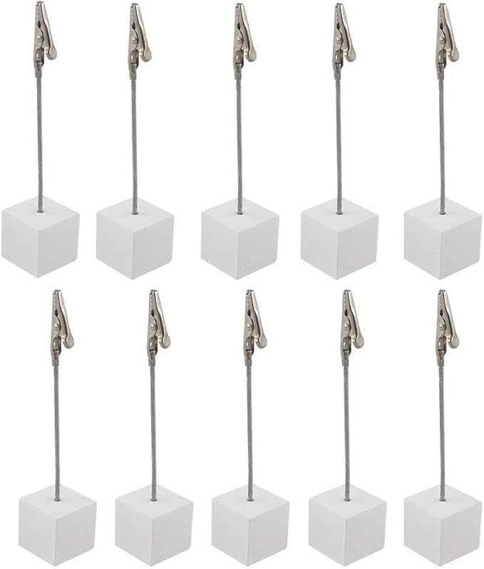 Xiaoyztan Memo Clips Holder,White Cube Table Number Holders,Paper Note Clip for Office Home Use, Office Memo Holders, Desk Accessories and Workspace Organizers,Pack of 10