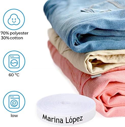 100 Personalized Iron-On Fabric Labels - Custom Name Tags for Clothing, School Uniforms, Elderly Garments - Durable, Washable, Eco-Friendly - 2.4x0.4 Inches