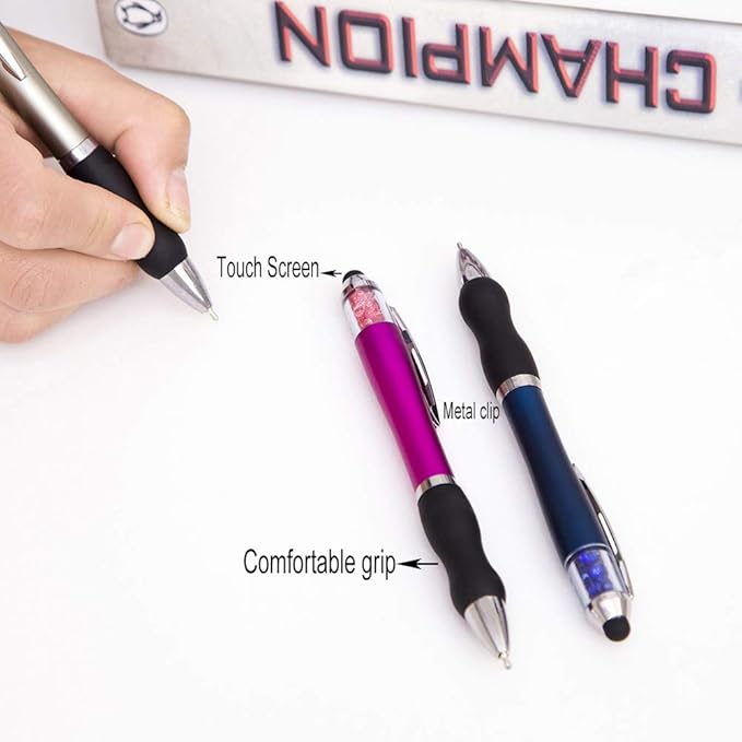 Ballpoint Writing Pens with Stylus Tips 1mm Medium Point Pen Black Ink Pen Stylus Pens for iPads (10 Packs)