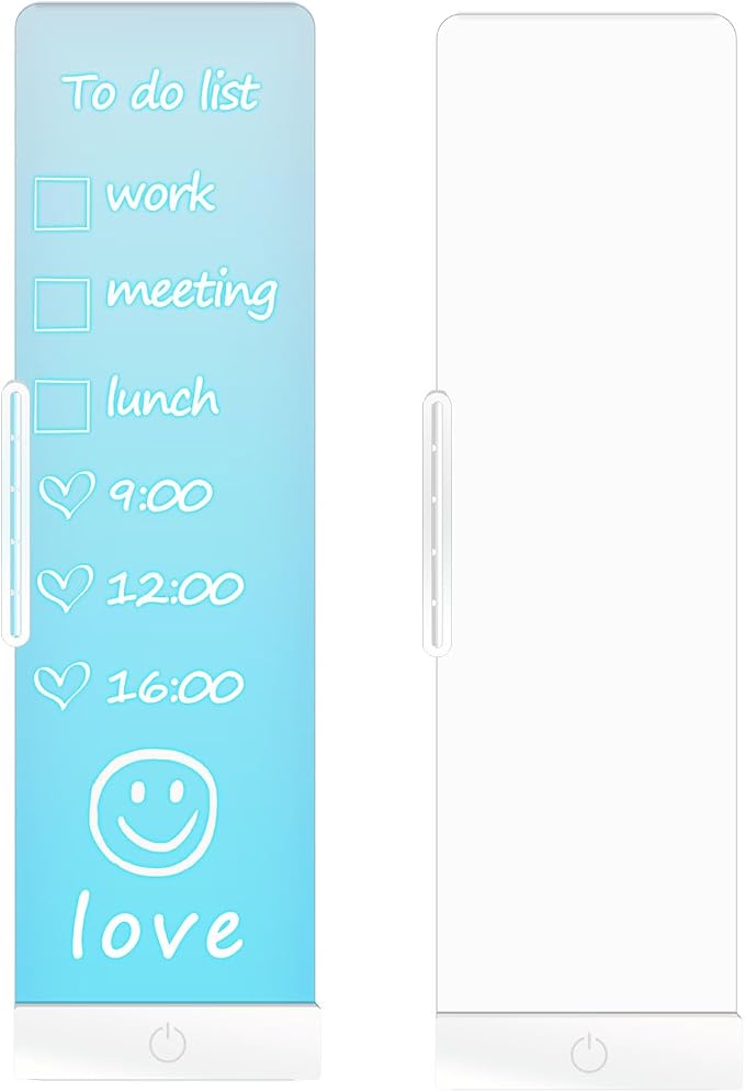 LED Memo Board with Sticky Note Holder, Office Supplies, Monitor Memo Board, Clear Acrylic Computer Monitor Organizer, Work from Home Essentials, Multifunction Workspace Accessories (White-r)