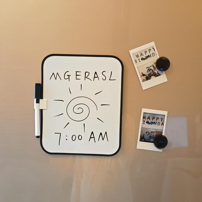 Magnetic Dry Erase Board, 6" X 8" White Board for Kids, Students, Fridge, Locker, Small White Board with Erasable Markers and 2 Magnets（Black）