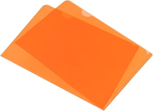 PATIKIL L Type Folders, 24 Pack A5 8.8 x 6.3 Plastic File Project Pockets Clear Paper Document Jacket Sleeve for Office, Orange