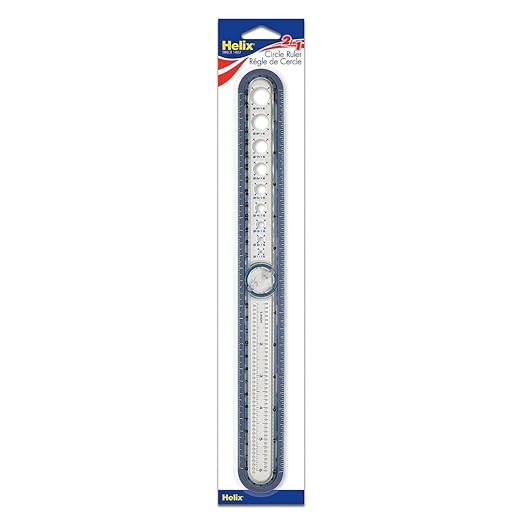 Maped - Helix 2-in-1 Ruler with Integrated Circle Templates 12 Inch/30cm - Draw Circles up to 12" Diameter, 12" & 30cm Graduations, Kid-Friendly Design