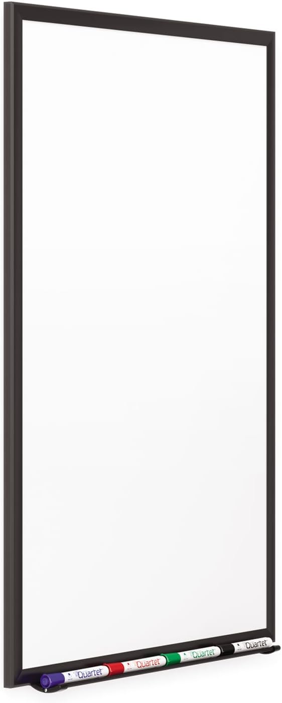 Quartet Magnetic Porcelain Whiteboard, 4' x 3' White Board, Premium, Duramax, Black Aluminum Frame (2544B)