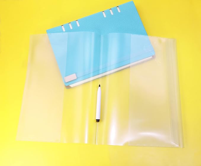 ONLYKXY 6pcs Clear Exercise Book Covers for Home Office Books Waterproof Plastic Sleeves Multiple Colors Book Case (10.4x7.4，16K)