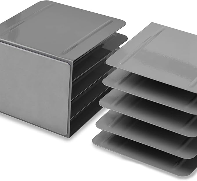 Acrimet 4-Section Vertical Metal File Sorter, Desktop File Organizer for Papers, Folders & Documents, Space-Saving Office Organizer, Silver