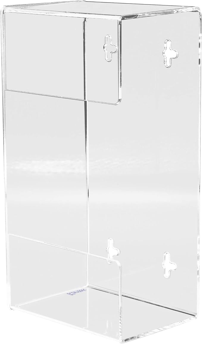 Kantek Wall Mounted Acrylic Glove Box Holder Dispenser, Single Box Capacity, for Use in Food Service, Healthcare, Hospitals, Restaurants, 10.3" x 3.8" x 5.3", Clear