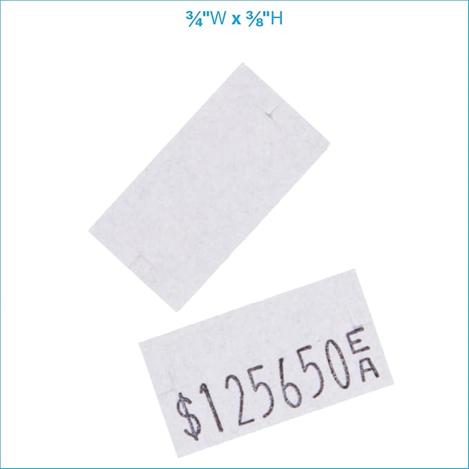 White SSW 1-Line Pricing Gun Labels 3/4" W x 3/8" H- 1,000 Labels per roll
