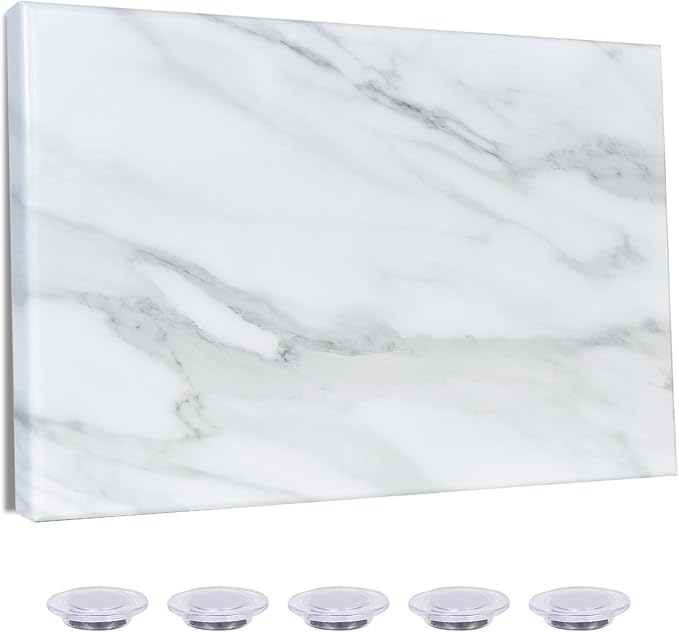 Marble Print Magnetic Dry Erase Board, 23.6x17.7 inches Decorative White Board for Wall with Design, Frameless Dry Erase Board for Wall, Magnets Included（DLS,4560,1pc）