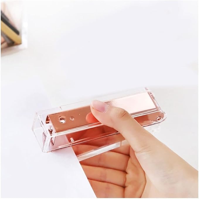 KUYWLMKMZZ Desk Stapler Desktop Stapler Labor-Saving Stapler Standard Office Supplies Student Gifts Rose Gold Strong ABS Office Stapler School Supplies (Color : A)