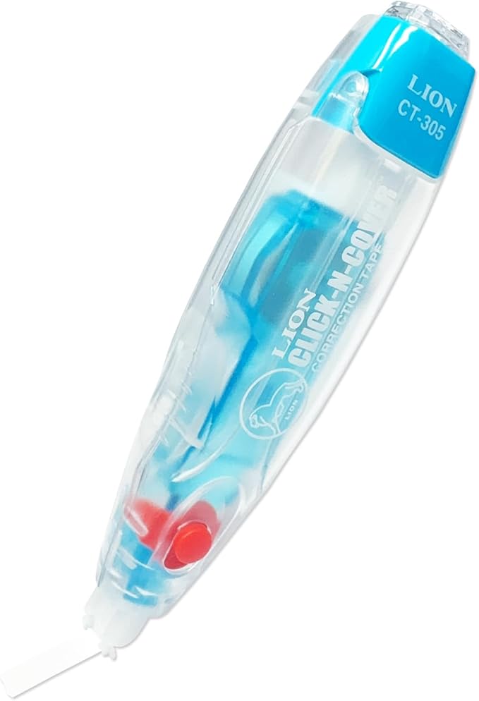 LION CLICK-N-COVER Refillable Correction Tape, Retractable Tip, 1/5" wide and 236" long, Acid-Free, 1 ea. (CT-305)