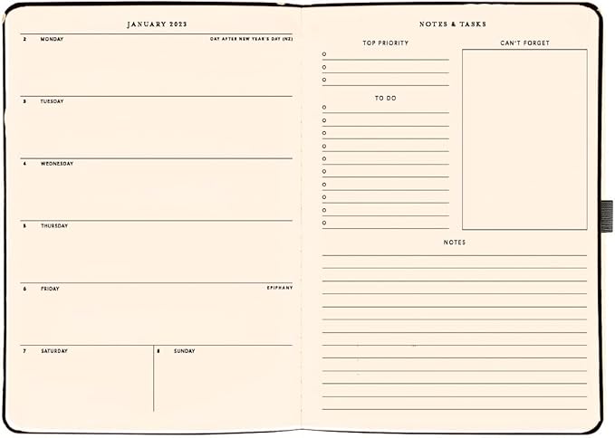 Graphique 2023 Business Planner | 18 Month Organizer, July 2022-Dec. 2023 | Weekly & Monthly Spreads | To-Do List & Note Pages | Pocket & Pen Loop | Vegan Leather | Black | 8 x 10